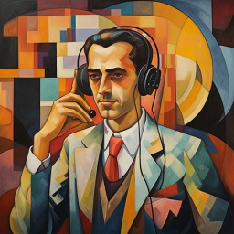 Mann mit Headset im Kandinsky Stil