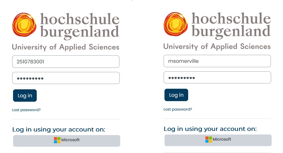 Moodle Login Maske
